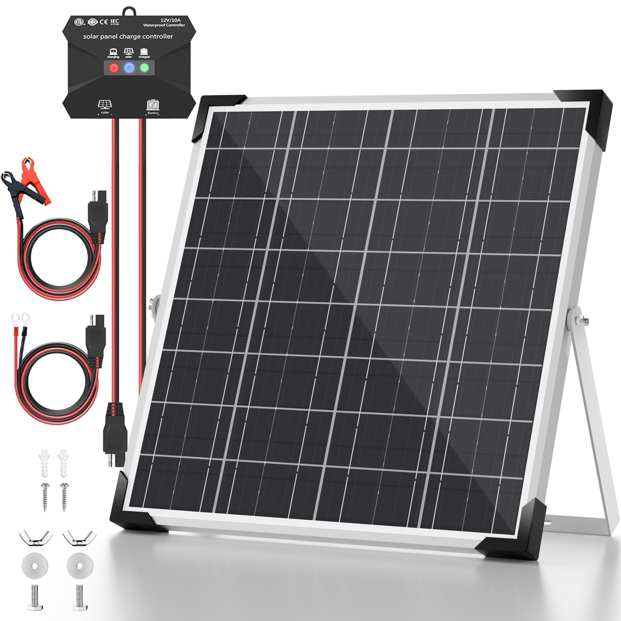 Voltset 20W Solar Battery Trickle Charger Maintainer + Upgrade 10A MPPT Charge Controller