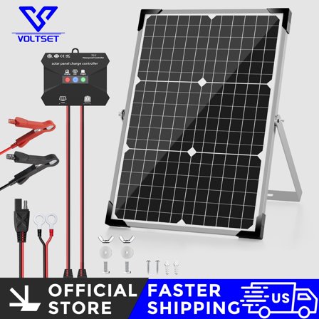 VEVOR 50W 12V Solar Battery Charger, MPPT Controller, Mono Panel ...