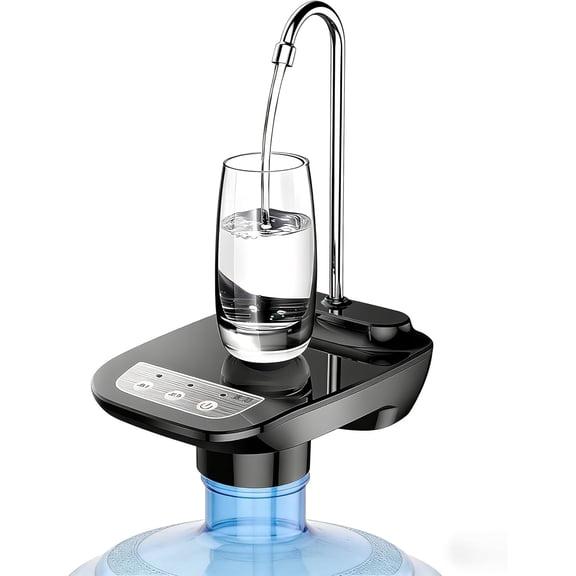 VoluVibe Electric Water Dispenser Pump for 3-5 Gallon Bottles - USB Rechargeable, Low Noise, Portable Automatic Jug Pump - Ideal for Home, Office, Camping (Black)