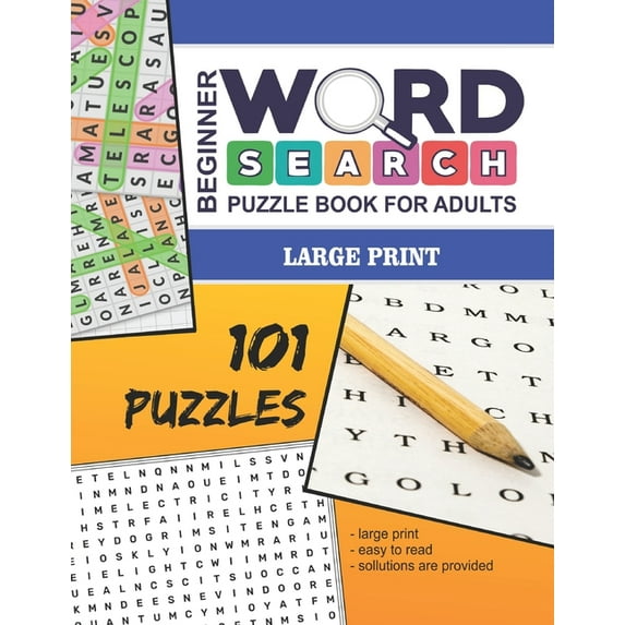 Volume Beginner Word Search Puzzle Book For Adults - Large Print: 101 Word Find Puzzles For Adults - Volume No. 1, Book 1, (Paperback)