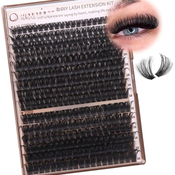 Volume Lash Clusters Eyelash Clusters DIY Lash Extension D Curl Eyelash Extensions,10-14mm Eye Corner Individual Eyelashes and 16-18MM Cluster Lashes