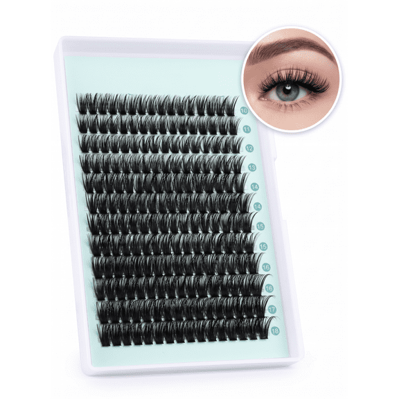 Volume Lash Clusters Eyelash Clusters DIY Lash Extension D Curl Eyelash Extensions,10-14mm Eye Corner Individual Eyelashes and 16-18MM Cluster Lashes