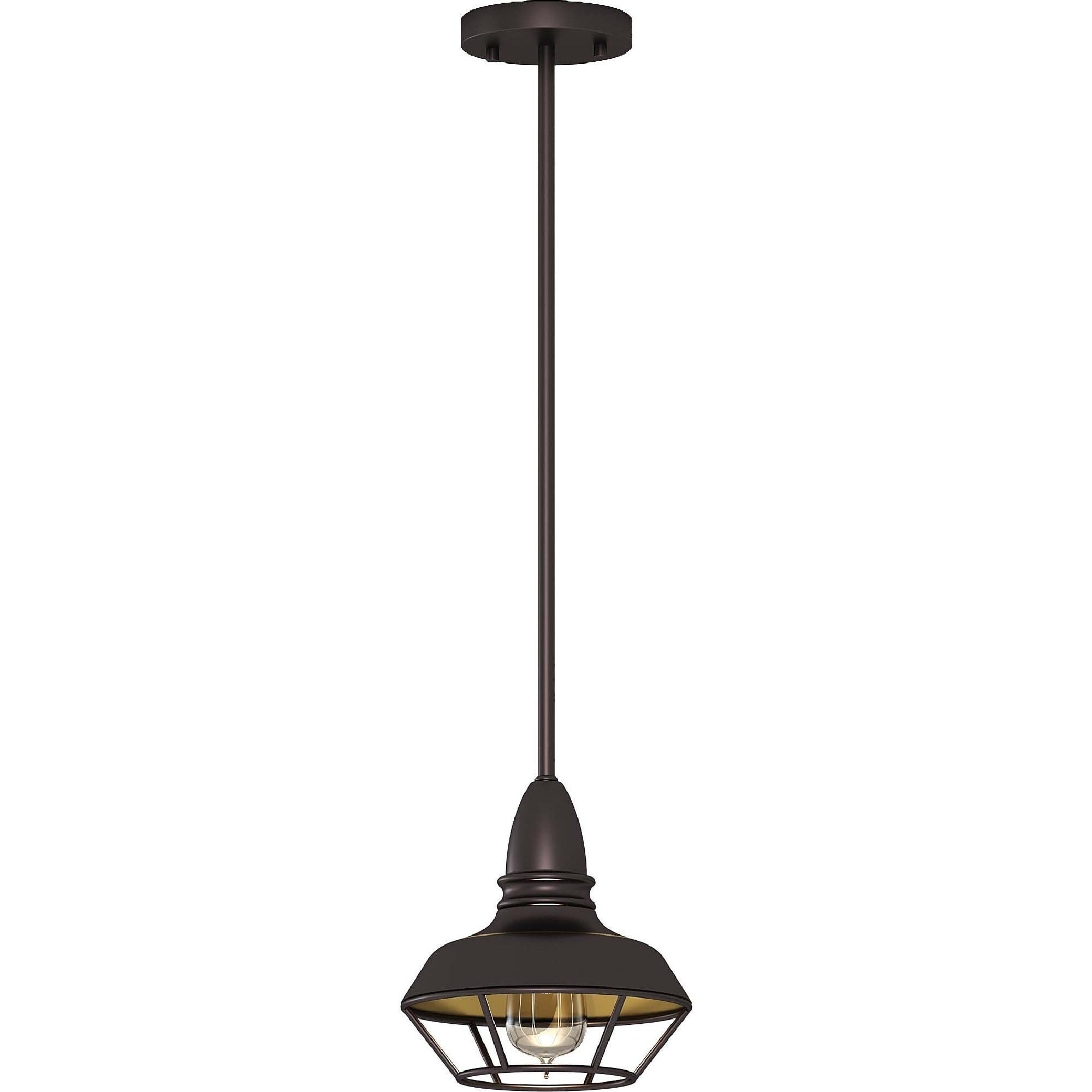 Antique Bronze Mini Pendant Light with Caged Design