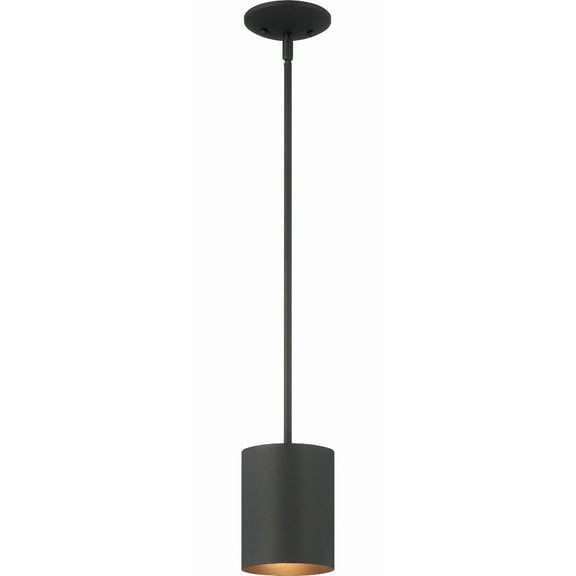Volume Lighting  1-Light Black Aluminum LED Cylinder Pendant