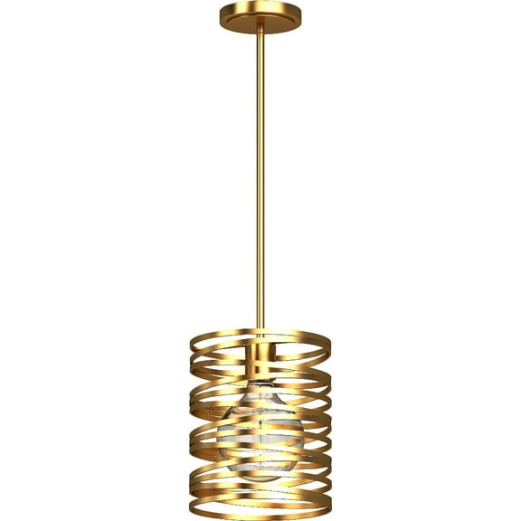 Volume Lighting  1-Light Indoor Antique Gold Mini Cylinder Pendant - Antique Gold