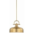 thumbnail image 1 of Volume Lighting  1-Light  LED Restoration Brass Downrod Bowl Pendant, 1 of 2