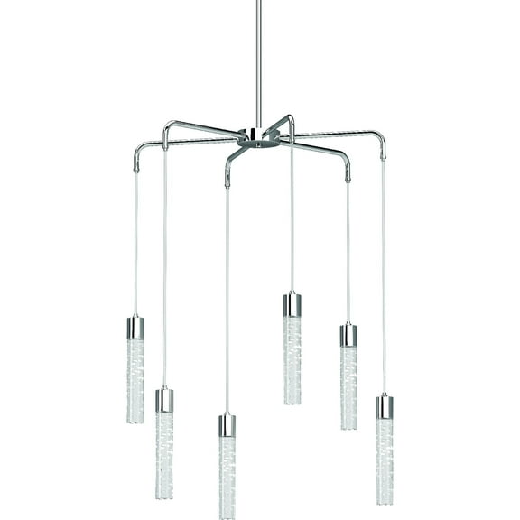 Volume Lighting 1566 Tristen 6 Light 26" Wide Led Abstract Mini Chandelier - Chrome