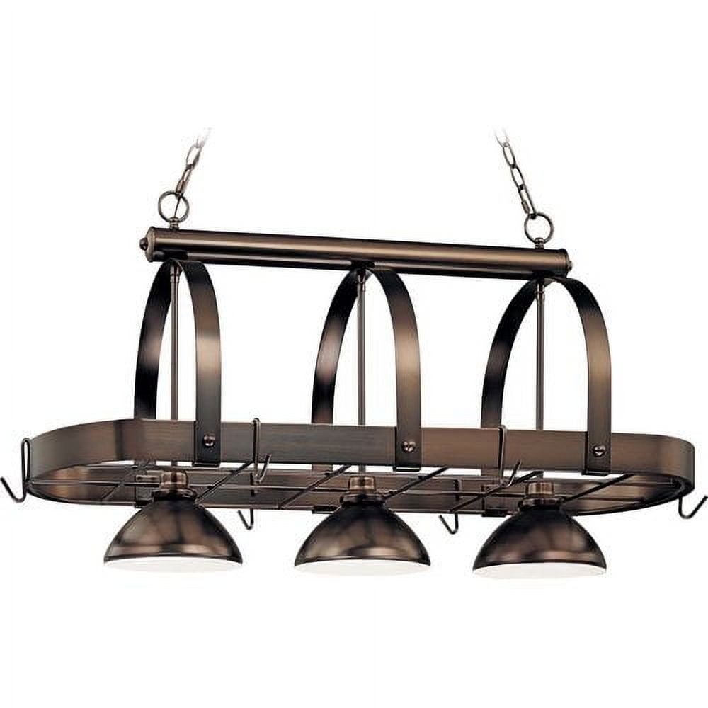 Hammerfest Antique Bronze 3-Light Metal Pot Rack