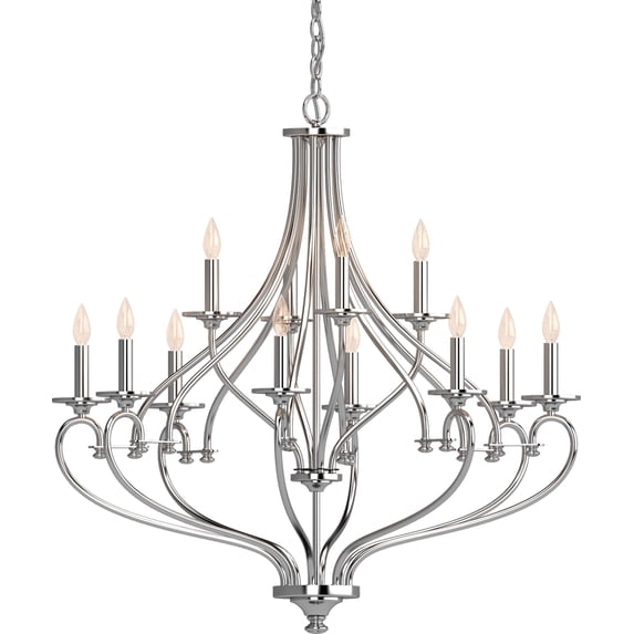 Volume Lighting 3182-3 Tes 12 Light 36" Wide Taper Candle Chandelier - Chrome