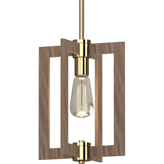 Volume Lighting 5361 Nina 1 Light 10" Wide Wood Full Size Pendant - Gold
