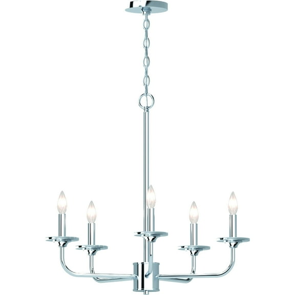 Volume Lighting 5535 Aria 5 Light 25" Wide Taper Candle Chandelier - Nickel