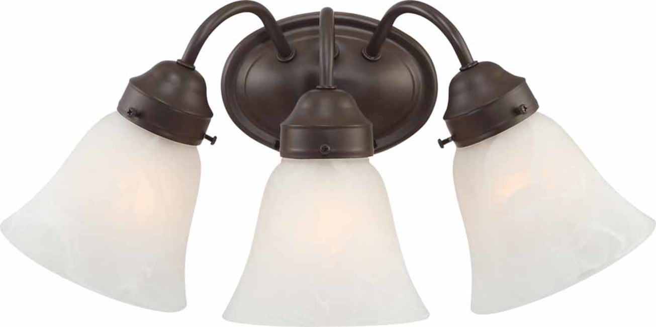 Barcelona Antique Bronze 3-Light Vanity with Alabaster Glass