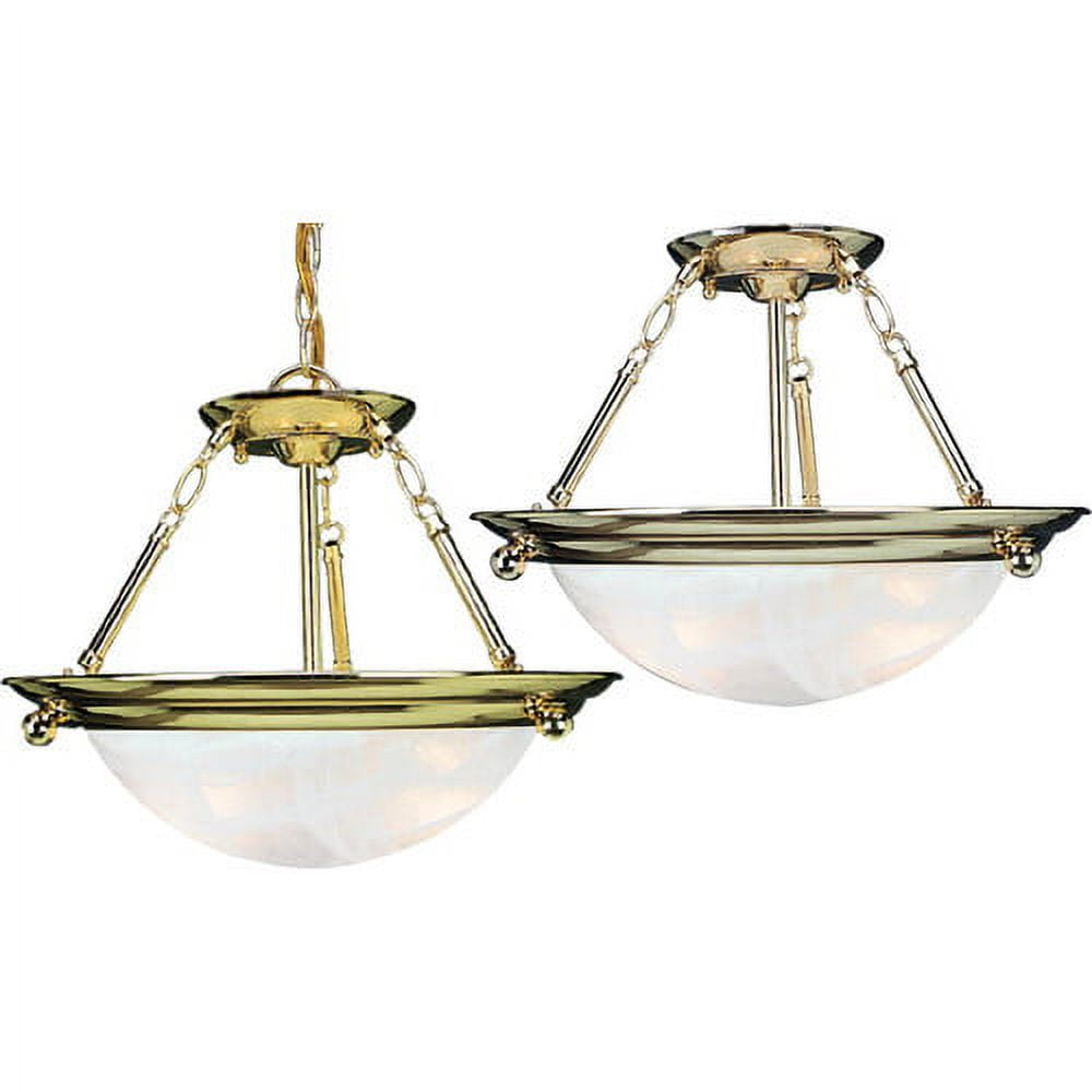 Lunar Satin Brass Alabaster Glass Bowl Pendant Light