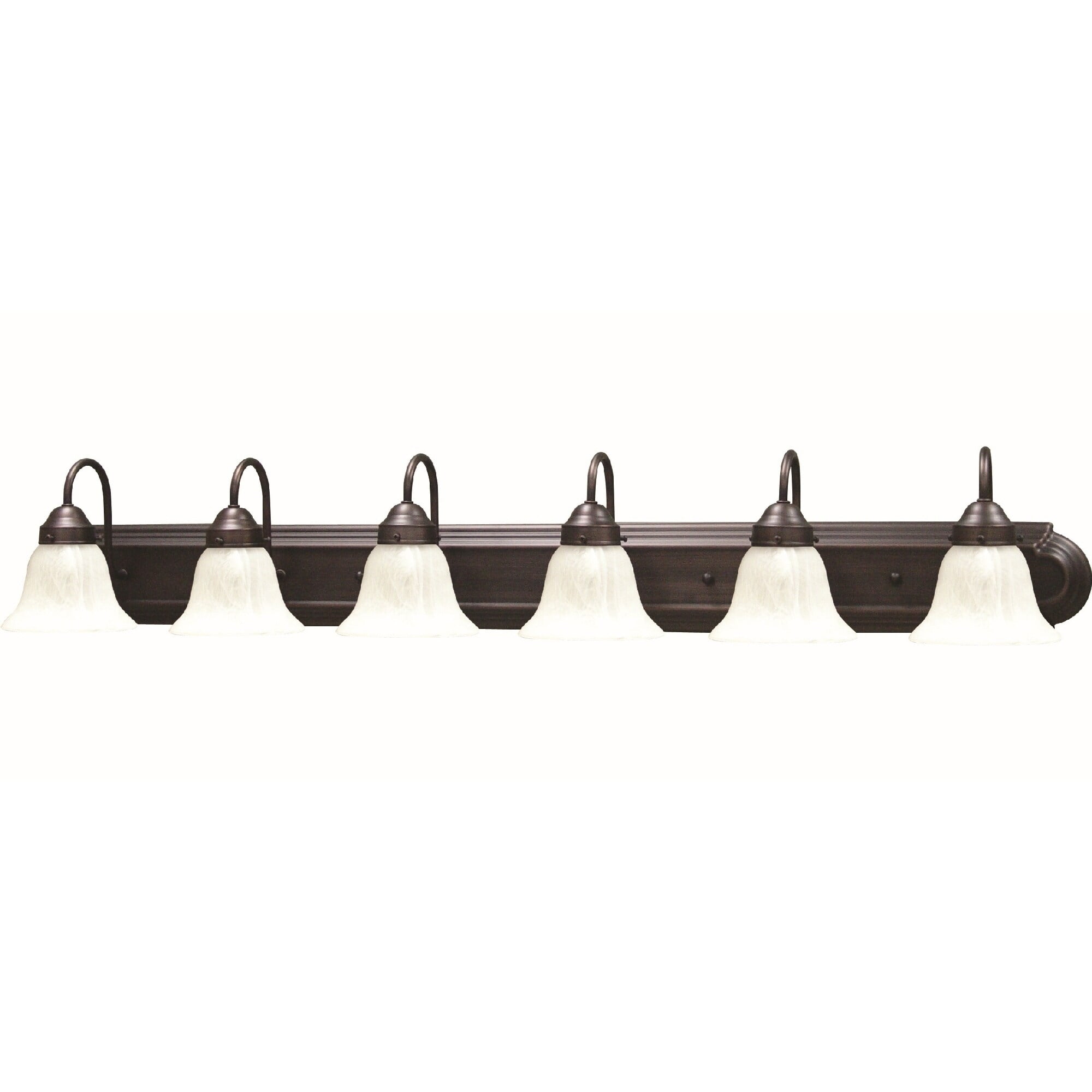 Minister Antique Bronze 48" Vanity Light with Alabaster Glass Shades