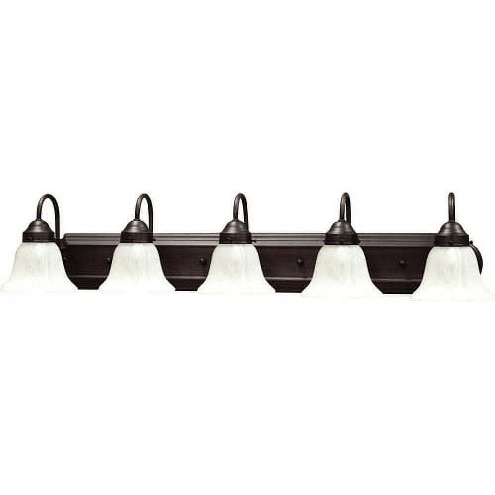 Minster Antique Bronze 5-Light Vanity Fixture with Alabaster Glass