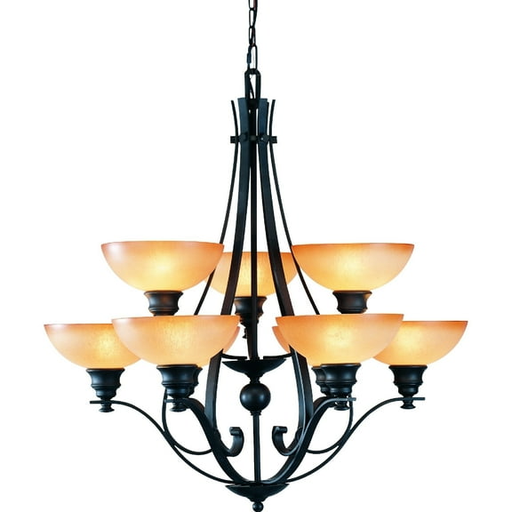 Volume Lighting Rainier 9-Light Indoor Foundry Bronze Chandelier