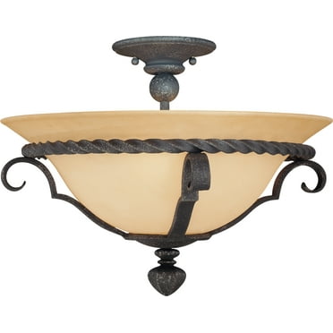 Volume Lighting V4563 Sevilla 3 Light 16" Wide Semi-Flush Bowl Ceiling Fixture - Grey