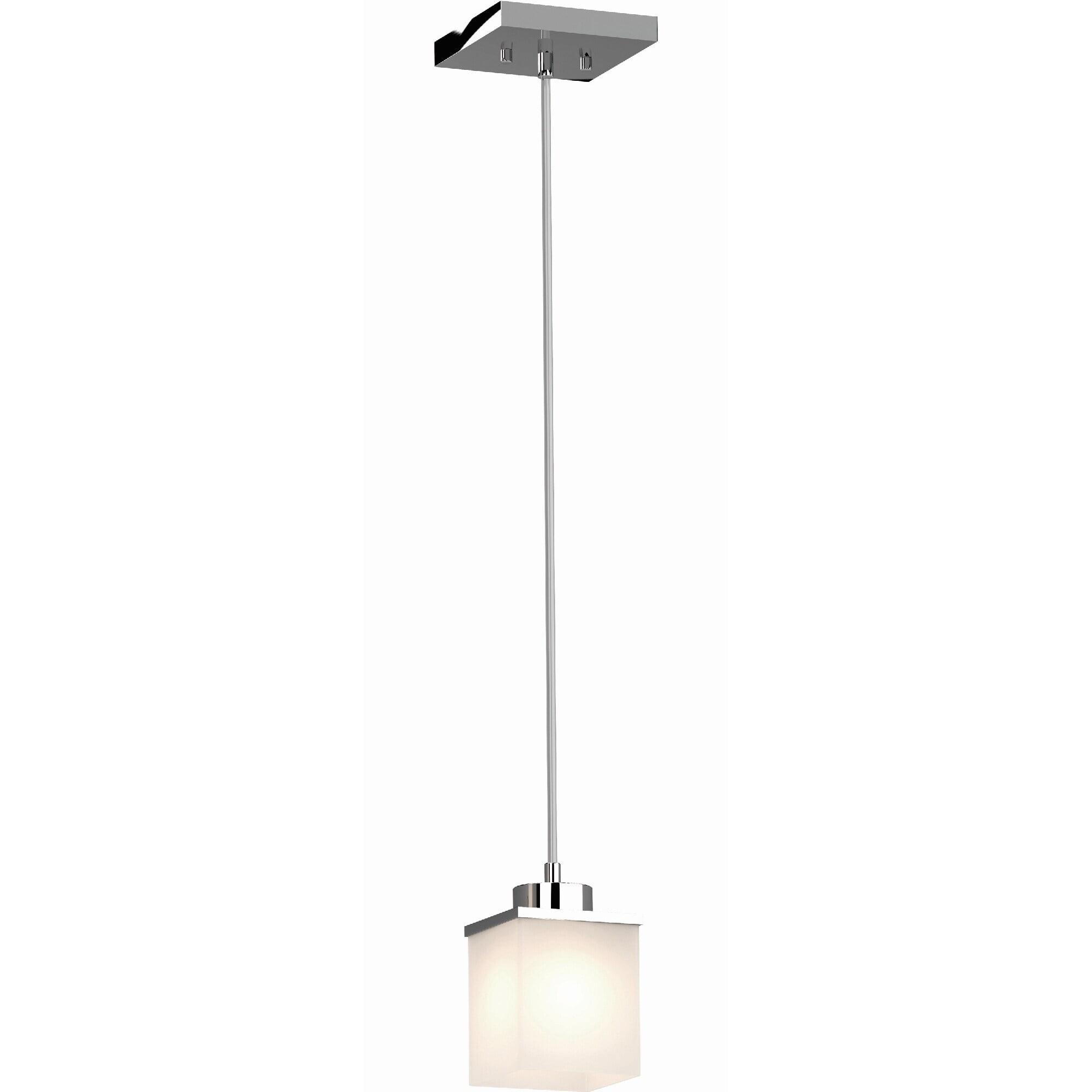 Chrome Mini Pendant with Frosted Glass Shade