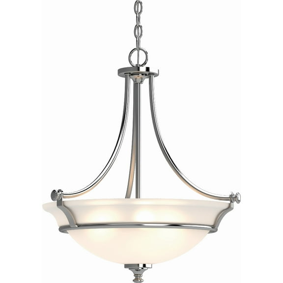 Volume Lighting  Tes 3-Light Chrome Hanging Pendant Frosted Glass Bowl