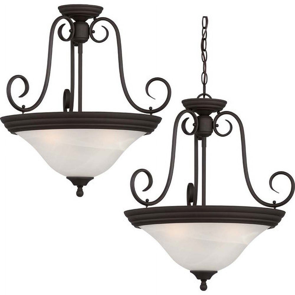 Troy Antique Bronze Indoor Pendant with Alabaster Glass Shade