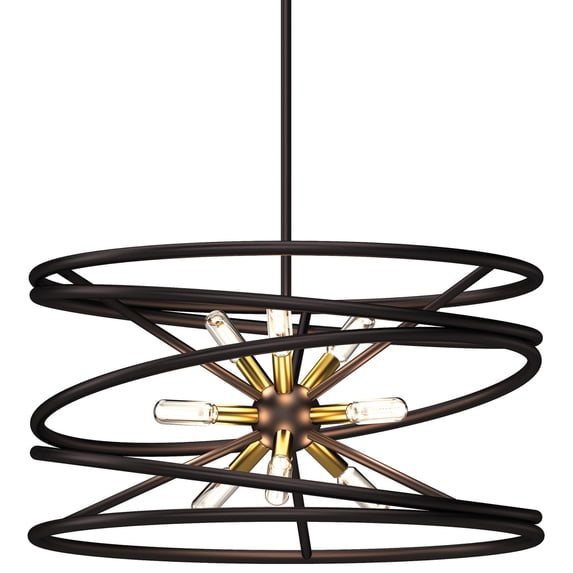 Volume Lighting V3049-79 9 Light 22" Wide Mixed Metals Sputnik Chandelier - Antique Bronze