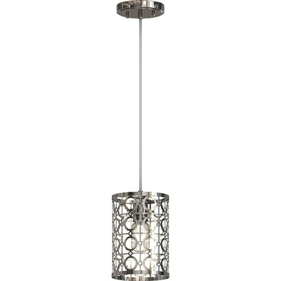 Volume Lighting  1-Light Indoor Chrome Mini Hanging Cylinder Pendant
