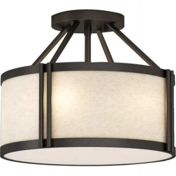 Volume Lighting V4203 3 Light 15" Wide Semi-Flush Drum Ceiling Fixture - Bronze