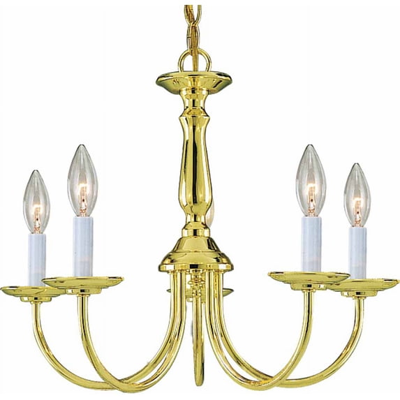 Volume Lighting 4515-2 5 Light 15" Height 1 Tier Chandelier - Brass