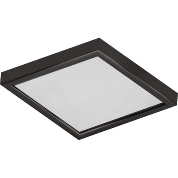 12 in. 1-Light Antique Bronze LED Indoor Square Ceiling Flush Mount/Wall Mount Sconce with White Acrylic Square Lens