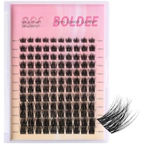 Volume & Soft Eyelash Clusters,C Curl Individual Lashes with 0.05mm -Thin Band, 8-18mm DIY Salon Thick Lash Extension, , Bold Glam for Daily Life or Events, BOLDEE 13 Lash Only