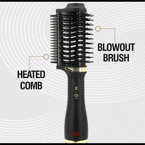 Volume Styler, Blowout Brush for Amplified Volume, Heated Comb to Smoothen & Straighten Hair, 2-in-1 Hair Tool, Black
