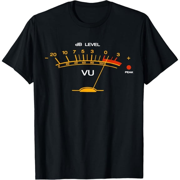 Volume VU Meter Vintage Audio Engineer Recording Studio T-Shirt men and women can wear, black, white, gifts