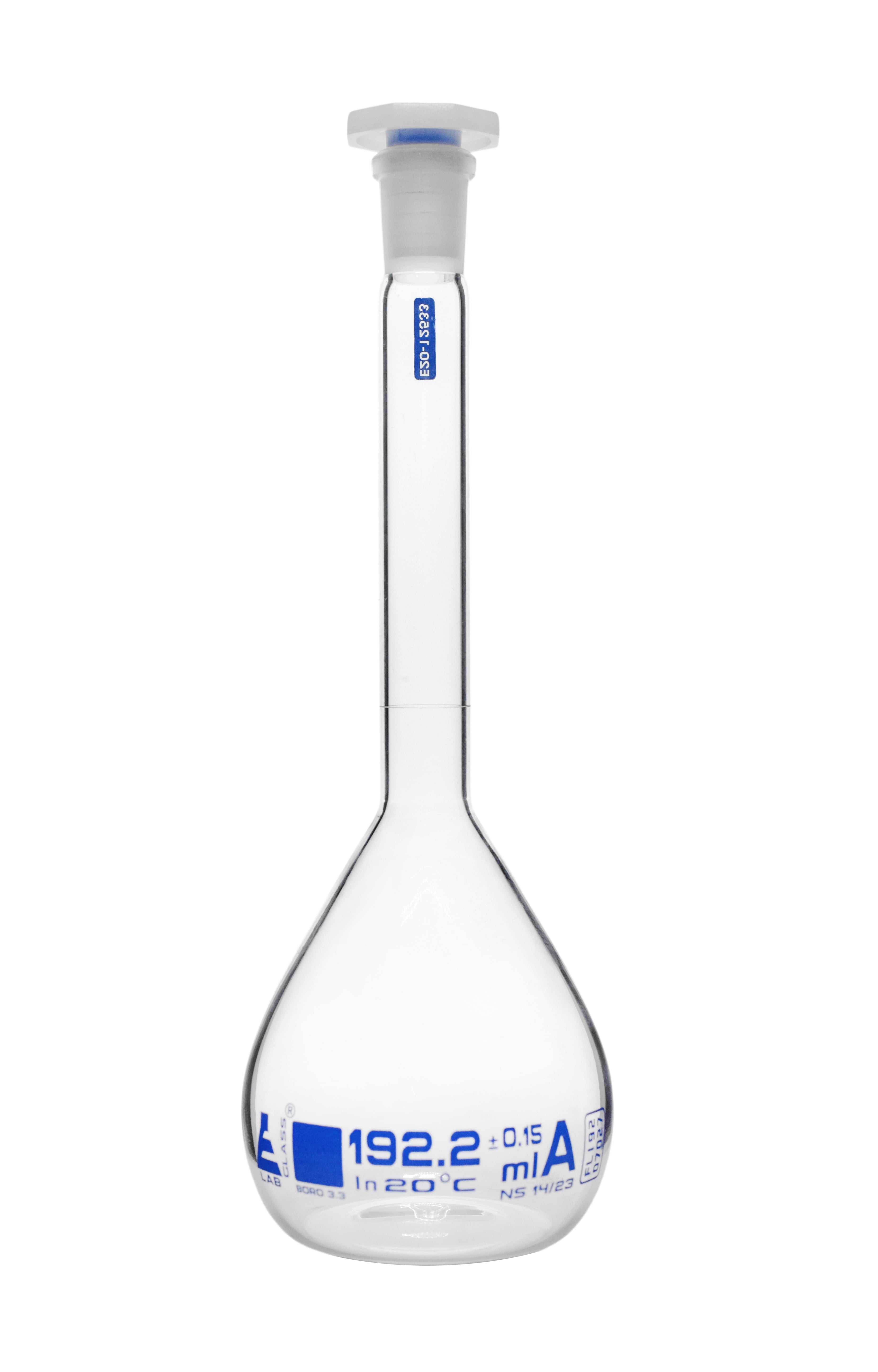 Volumetric Flask, 192.2mL Class A Tolerance ±0.15mL Includes
