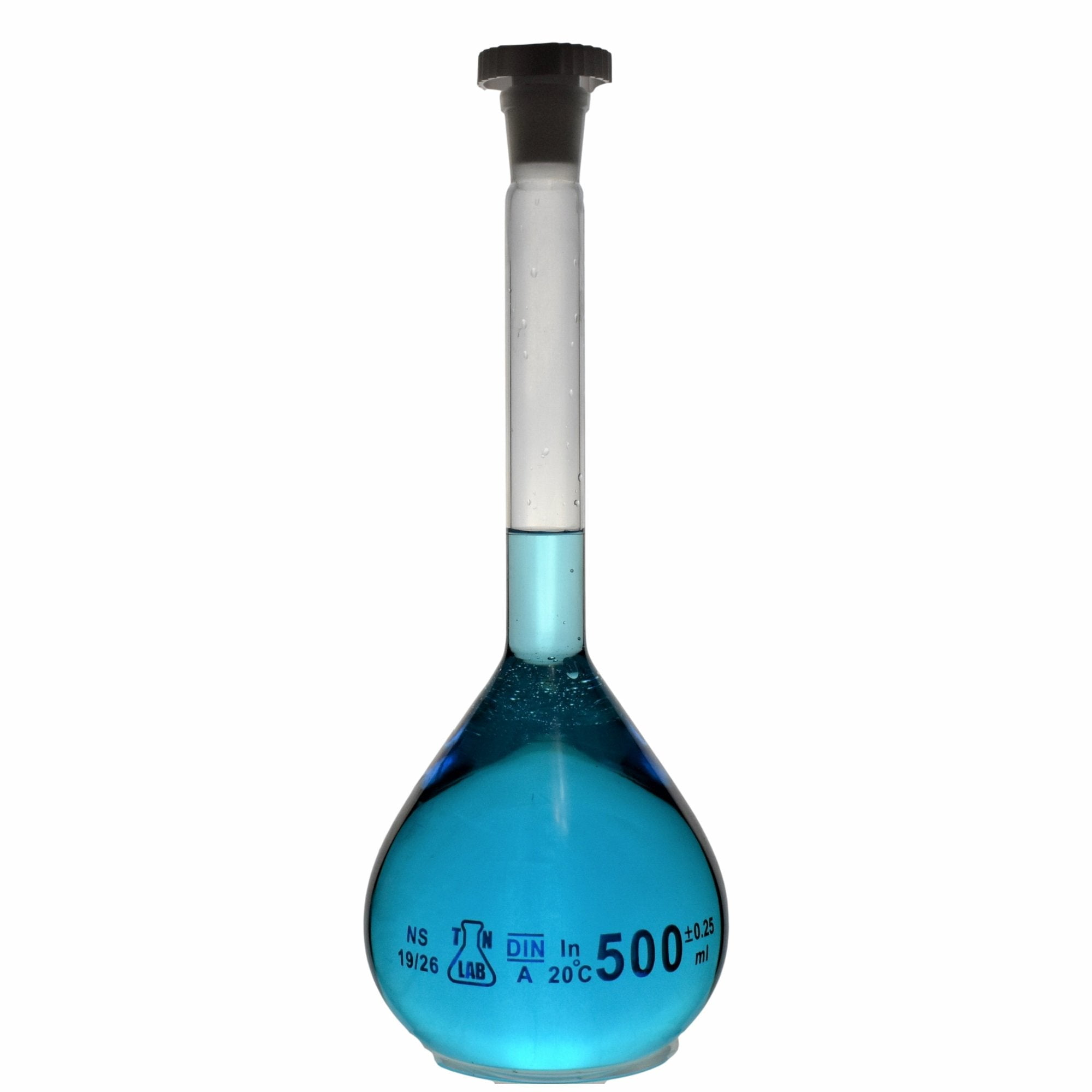 Volumetric Flask 500 ml Borosilicate Glass 19/26 Joint Class A Accuracy -  Walmart.com, image size:2000x2000