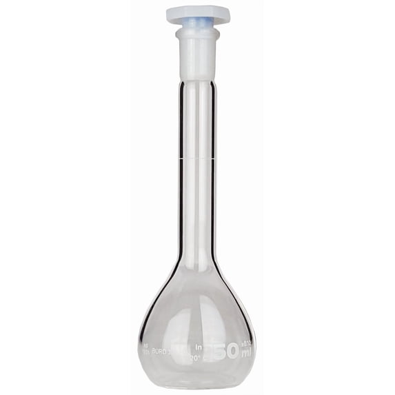 Volumetric Flask with Plastic Stopper, 50ml Capacity by Go Science Crazy