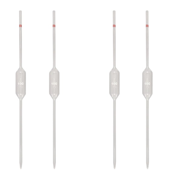 Volumetric Pipette, 100ml Capacity. Pack of 4.