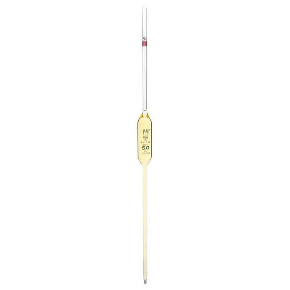Volumetric Pipette, 50mL - Class A - Blue Markings - Red Coded - Borosilicate Glass - Eisco Labs