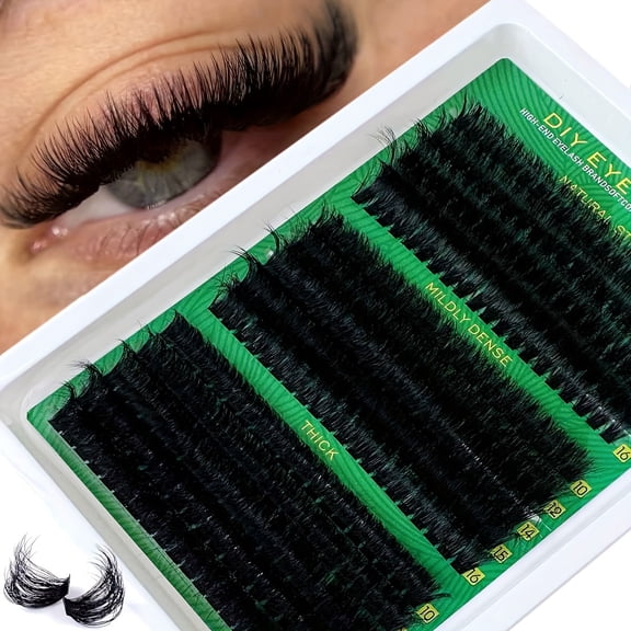 Voluminous D-curl, mixed 60P/80P/100P DIY lash clusters, fluffy false eyelashes with soft bristles & extended outer corners