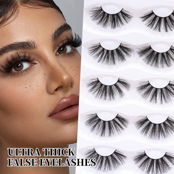 ELAE Voluminous Dramatic False Eyelashes - 7 Pairs Reusable Thick Fluffy Lashes (Soft Band, Long-Lasting for Parties & Events)