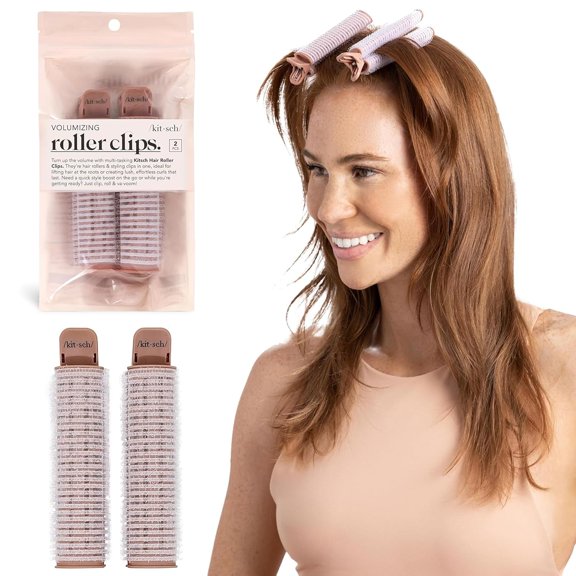 Volumizing Hair Clips for Women - Hair Rollers for Volume & Curls - Volumizing Hair Products, Hair Roller Clips for Effortless Curls That Last - 2pc, Terracotta