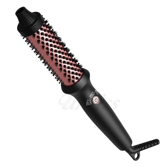 Volumizing Hot Brush Styler for Salon Blowouts, Professional Round Curling Iron Comb with Ionic Technology and Anti-Scald Bristles for Creating Soft Curls and Waves at Home