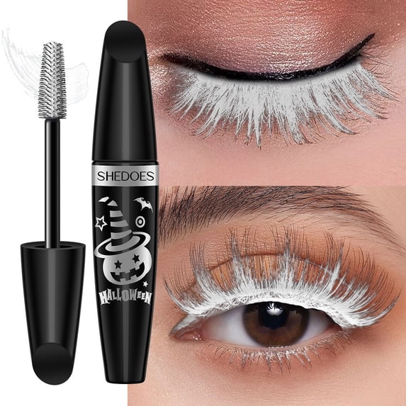 Volumizing Mascara Curling, Tubing Mascara Waterproof Colored Lash Makeup Hypoallergenic Smudge Proof Long Lasting Curl White Halloween Makeup