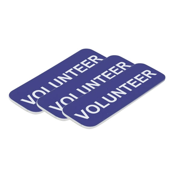 Volunteer 1 x 3" Name Tag, Blue (3 Pack)