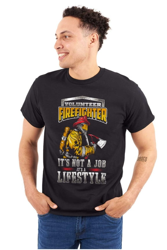 Volunteer Firefighter Lifestyle Fire Men's Big & Tall Crewneck Graphic Tee Brisco Brands 2X