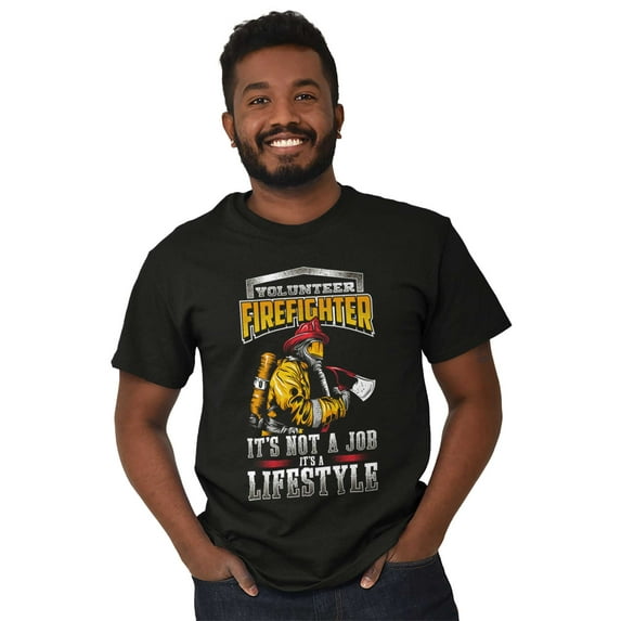 Volunteer Firefighter Lifestyle Fire Men's Graphic T Shirt Tees Brisco Brands S