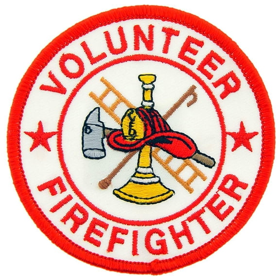 Volunteer Firefighter Patch Red & White 3"
