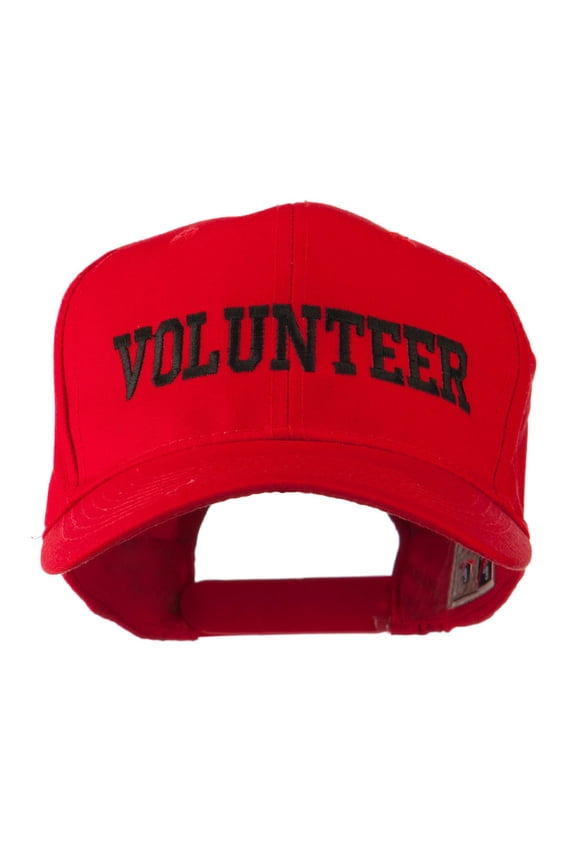 Volunteer Wording Embroidered Cap - Red OSFM