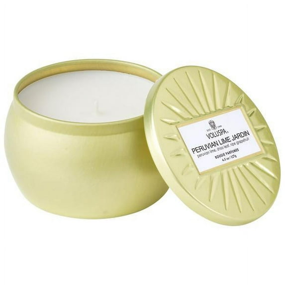 Voluspa 256662 4.5 oz Mini Tin Candle, Peruvian Lime Jardin