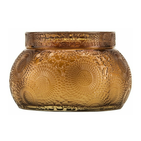 Voluspa Baltic Amber Embossed Glass Chawan Bowl Candle (14 Ounces)