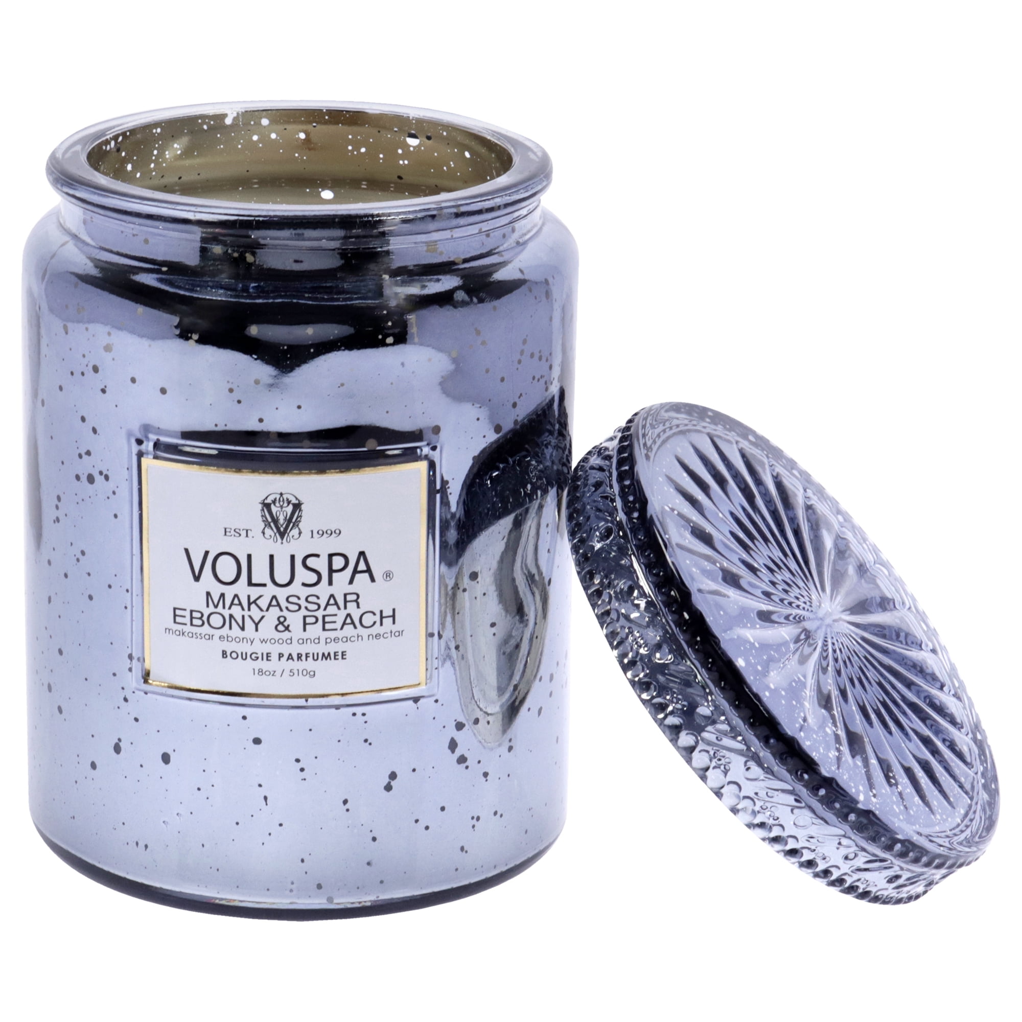 Voluspa Makassar Ebony & Peach Scented Candle – 45-Hour Burn, Coconut Wax, Handcrafted In USA